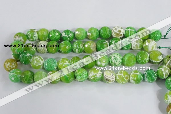 CAA373 15.5 inches 14mm faceted round fire crackle agate beads