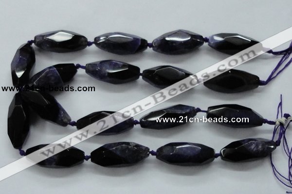 CAA512 15.5 inches 15*40mm faceted rice agate druzy geode beads