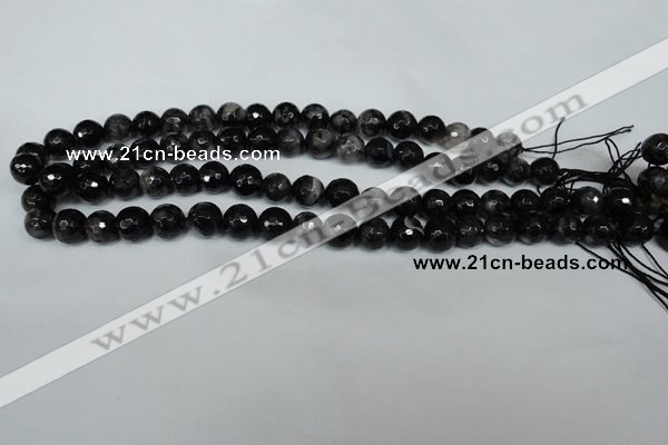 CAG1524 15.5 inches 10mm faceted round fire crackle agate beads