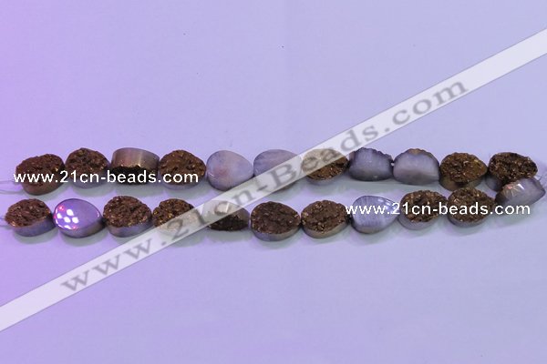 CAG8293 7.5 inches 13*18mm teardrop gold plated druzy agate beads