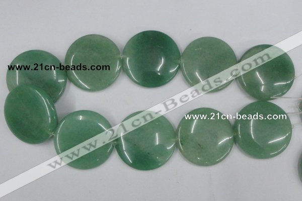 CAJ306 15.5 inches 40mm flat round green aventurine jade beads