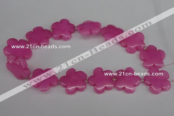 CCN2351 15.5 inches 30mm carved flower candy jade beads wholesale