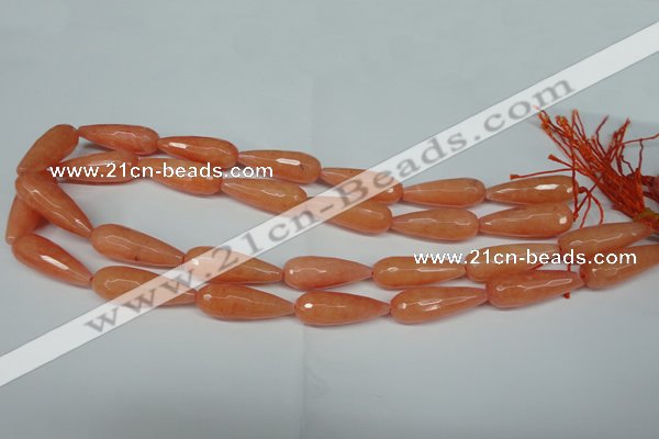 CCN2883 15.5 inches 10*30mm faceted teardrop candy jade beads