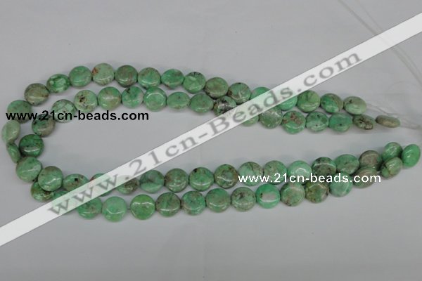 CCO111 15.5 inches 12mm flat round dyed natural chrysotine beads