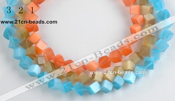 CCT09 8mm different color cube-shaped cats eye beads Wholesale