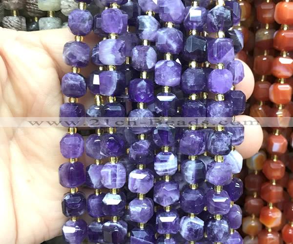 CCU1353 15 inches 6mm - 7mm faceted cube dogtooth amethyst beads