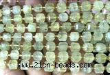 CCU1357 15 inches 6mm - 7mm faceted cube green rutilated quartz beads