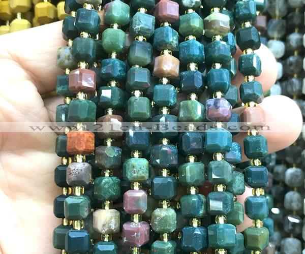 CCU1382 15 inches 6mm - 7mm faceted cube Indian bloodstone beads