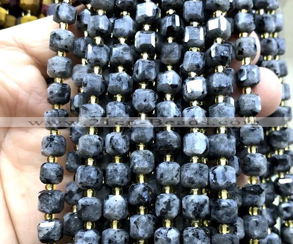 CCU1410 15 inches 6mm - 7mm faceted cube black labradorite beads