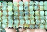 CCU1459 15 inches 8mm - 9mm faceted cube green rutilated quartz beads