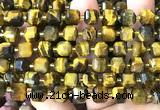 CCU1466 15 inches 8mm - 9mm faceted cube yellow tiger eye beads