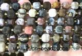 CCU1483 15 inches 8mm - 9mm faceted cube wooden jasper beads