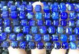 CCU1509 15 inches 8mm - 9mm faceted cube lapis lazuli beads