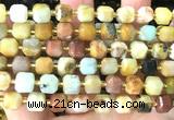 CCU1523 15 inches 8mm - 9mm faceted cube yellow amazonite beads