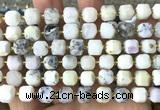 CCU1532 15 inches 8mm - 9mm faceted cube white opal beads