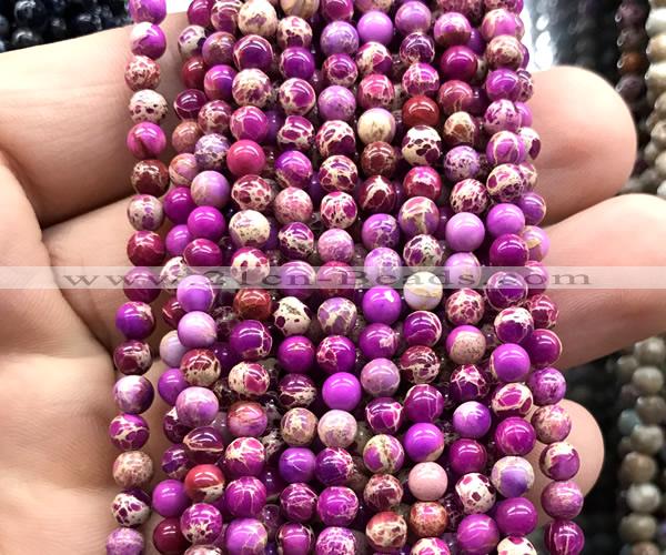 CDE3032 15 inches 4mm round sea sediment jasper beads wholesale