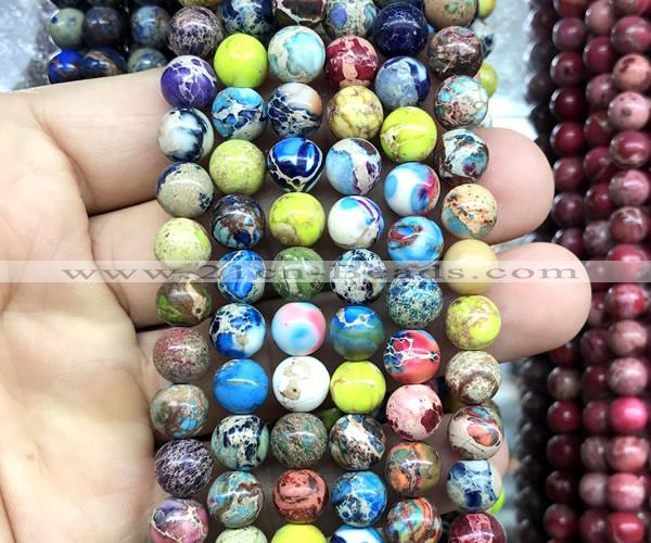 CDE3260 15 inches 8mm round sea sediment jasper beads wholesale