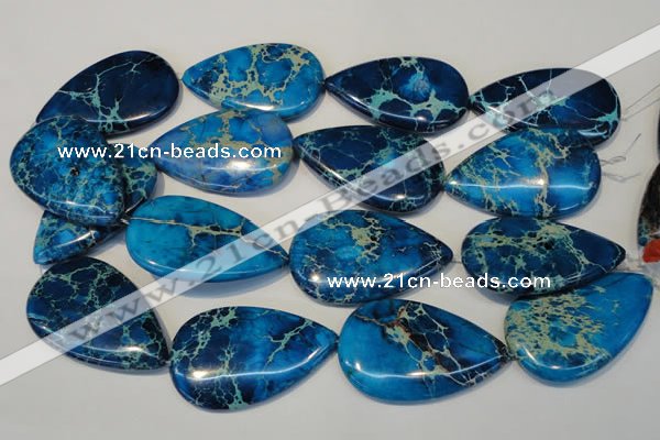 CDE328 15.5 inches 30*50mm flat teardrop dyed sea sediment jasper beads