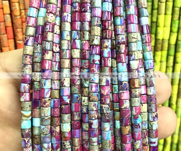 CDE3614 15 inches 4*4mm tube sea sediment jasper beads