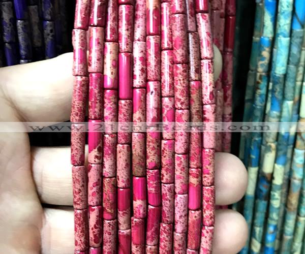 CDE3702 15 inches 4*13mm tube sea sediment jasper beads