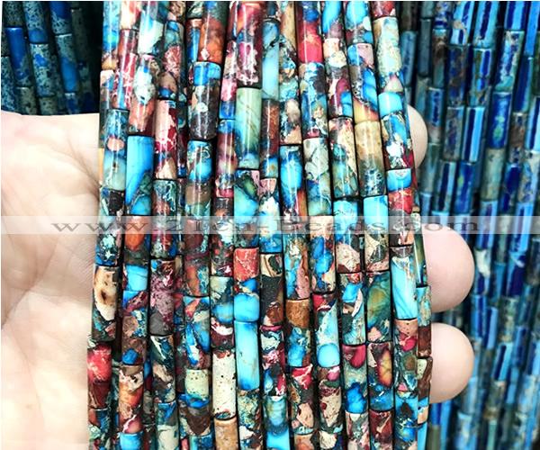 CDE3716 15 inches 4*13mm tube sea sediment jasper beads