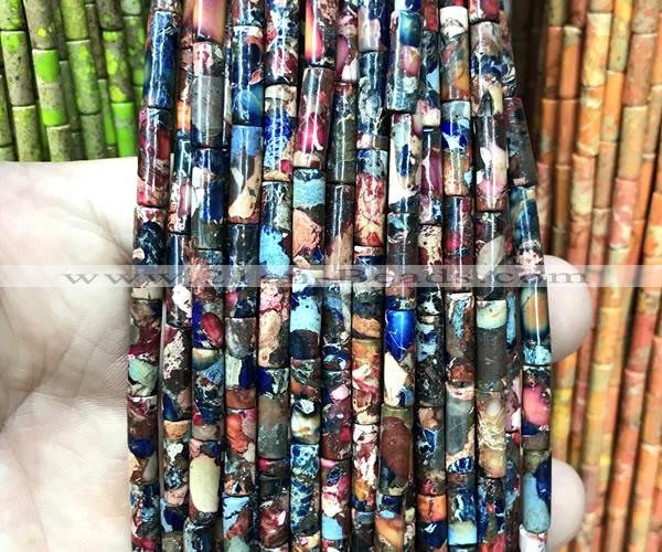 CDE3717 15 inches 4*13mm tube sea sediment jasper beads