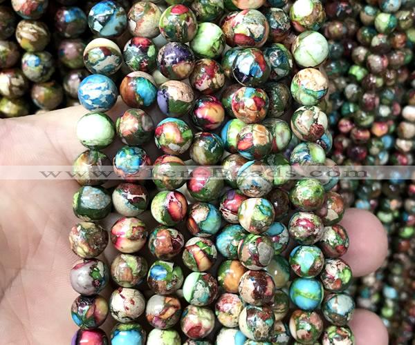 CDE3802 15 inches 8mm round rainbow sea sediment jasper beads