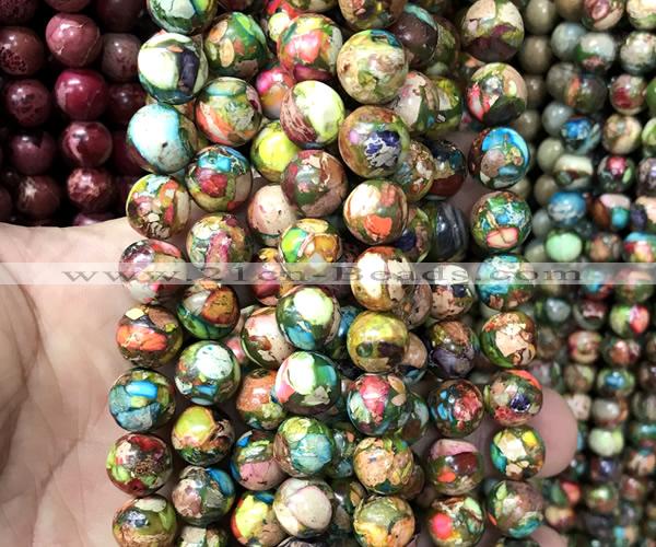 CDE3803 15 inches 10mm round rainbow sea sediment jasper beads