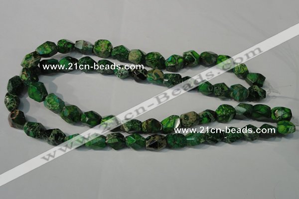 CDE963 15.5 inches 10*14mm faceted nuggets dyed sea sediment jasper beads