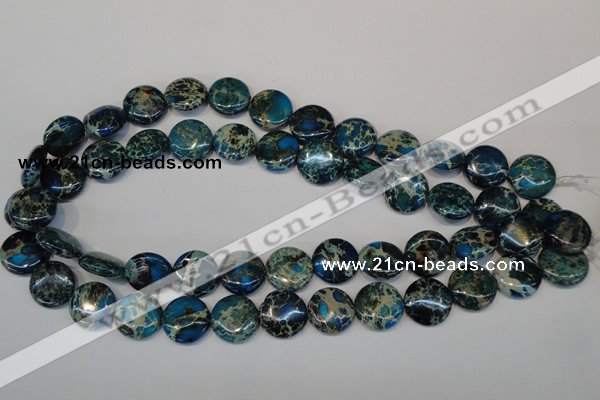 CDI232 15.5 inches 16mm flat round dyed imperial jasper beads