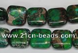 CDT193 15.5 inches 14*14mm square dyed aqua terra jasper beads