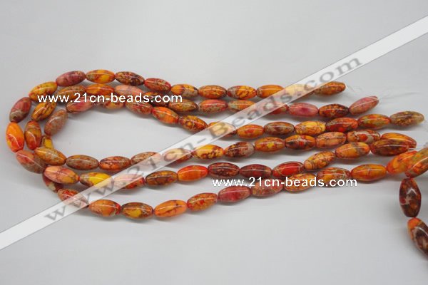 CDT510 15.5 inches 8*16mm rice dyed aqua terra jasper beads