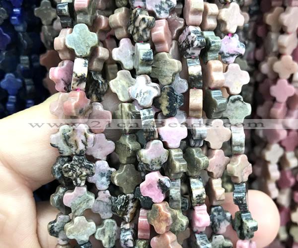 CFG1626 15 inches 8mm four leaf clover rhodonite beads wholesale