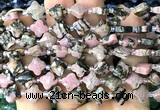 CFG1756 15 inches 10mm four leaf clover rhodonite gemstone beads