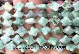 CFG1802 15 inches 12mm four leaf clover Qinghai jade beads