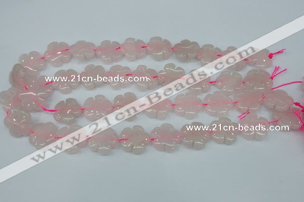 CFG450 15.5 inches 20mm carved flower rose quartz beads