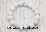CGB5500 10mm, 12mm round matte white howlite beads stretchy bracelets