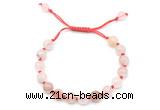 CGB8743 8mm,10mm round pink quartz adjustable macrame bracelets