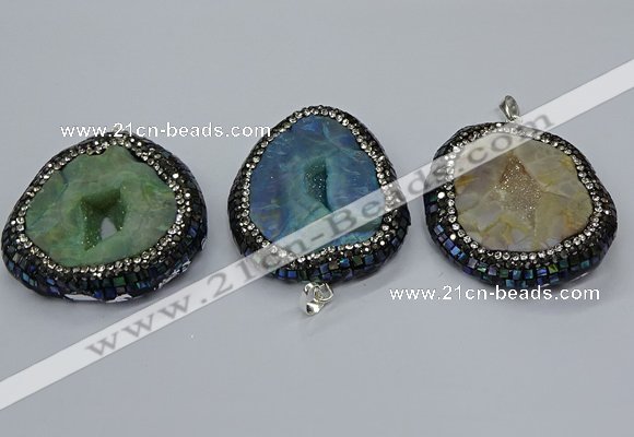 CGP3084 40*50mm - 45*55mm freeform druzy agate pendants