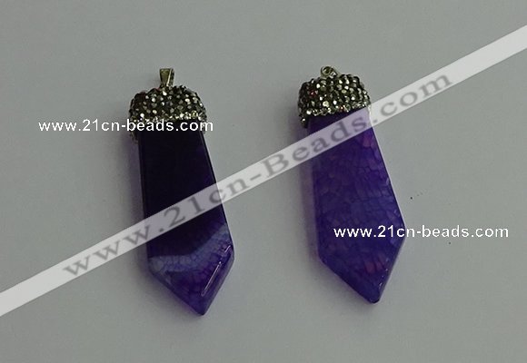 CGP341 12*50mm - 15*55mm arrowhead agate pendants wholesale