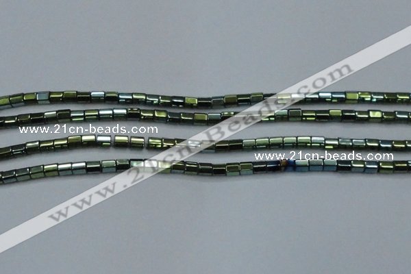 CHE900 15.5 inches 3*3mm faceted tube plated hematite beads wholesale