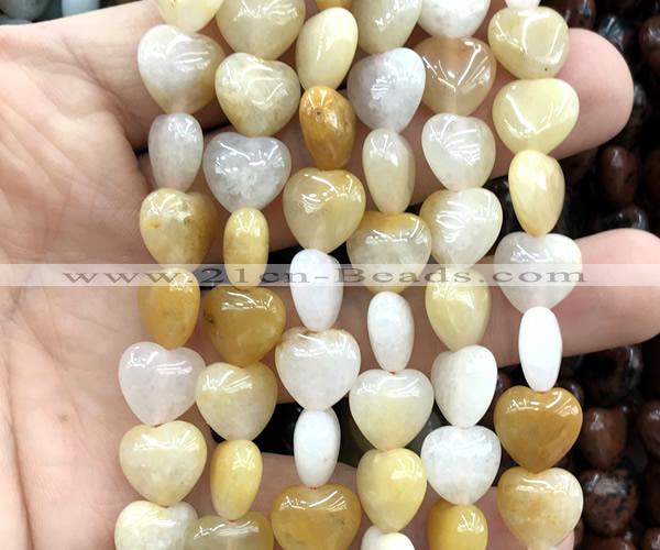 CHG156 15 inches 12mm heart yellow aventurine jade beads wholesale