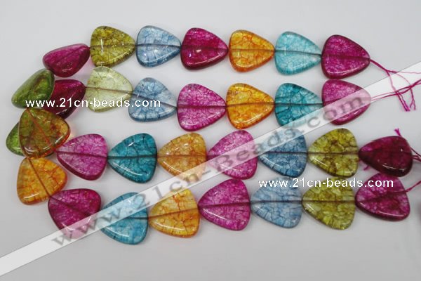 CKQ137 15.5 inches 30*30mm triangle dyed crackle quartz beads