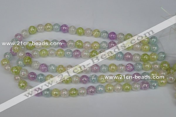 CKQ63 15.5 inches 10mm round AB-color dyed crackle quartz beads