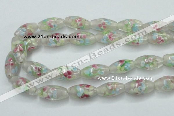 CLG865 14 inches 10*20mm rice lampwork glass beads wholesale