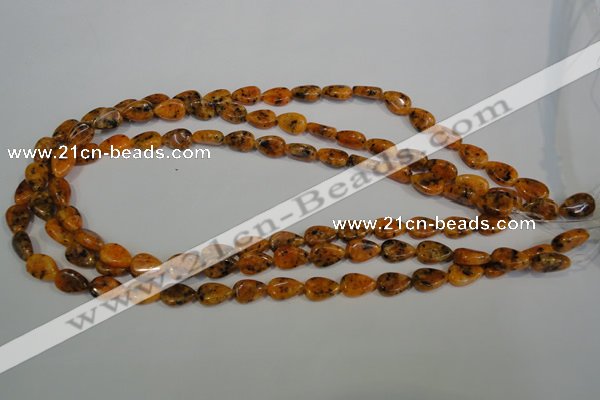 CLJ331 15.5 inches 8*12mm flat teardrop dyed sesame jasper beads