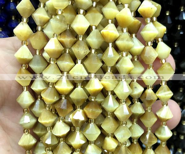 CME460 15 inches 8mm faceted bicone golden tiger eye beads