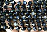 CME465 15 inches 8mm faceted bicone black banded agate beads