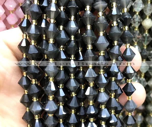 CME466 15 inches 8mm faceted bicone ice obsidian beads wholesale