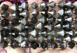 CME467 15 inches 8mm faceted bicone silver obsidian beads